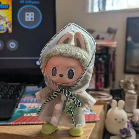 Mini Keroppi Raincoat & Rain Boots - Labubu Doll Clothes | Tiny Fashion - Picture 10 of 14